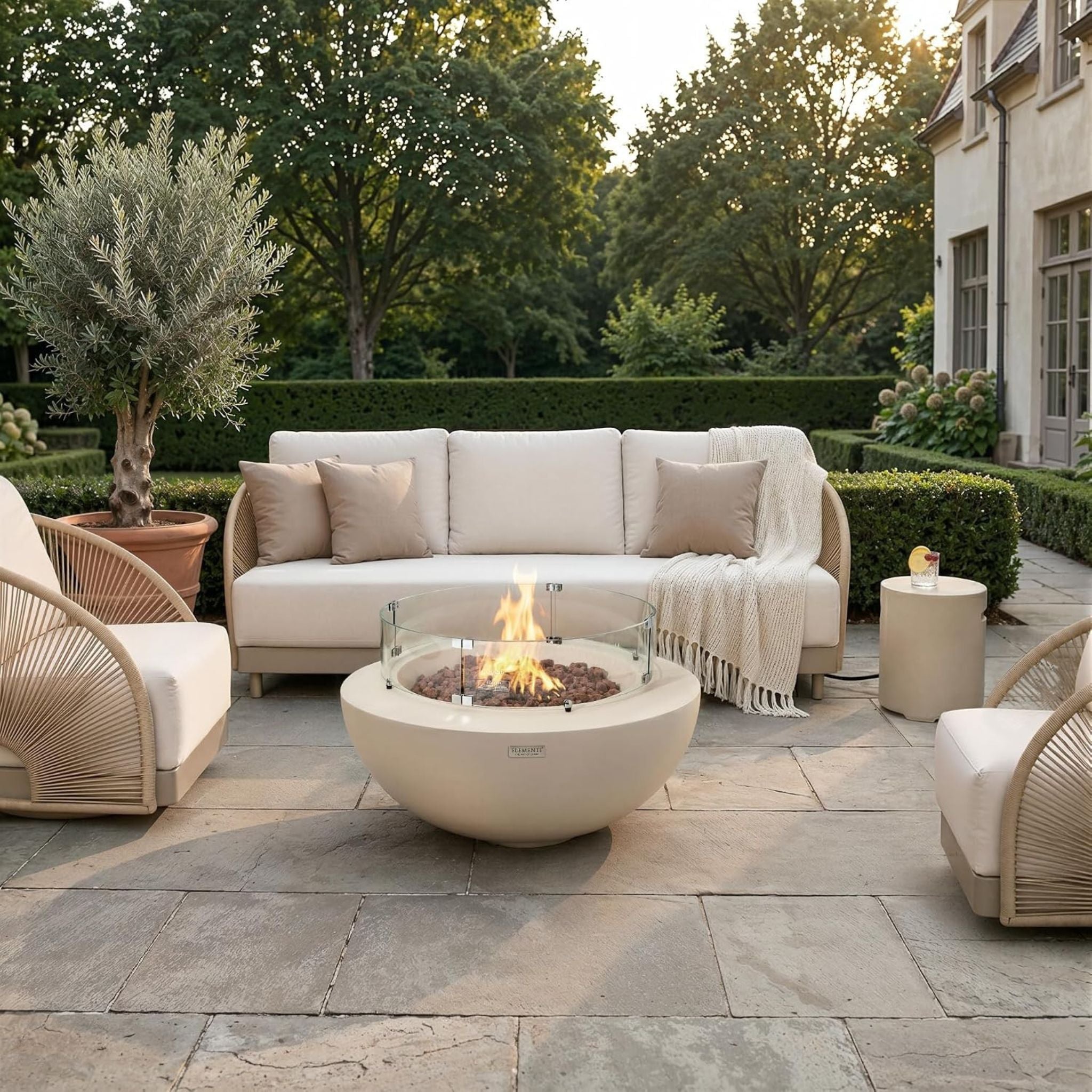 Elementi Lunar Bowl 42” Concrete Fire Table
