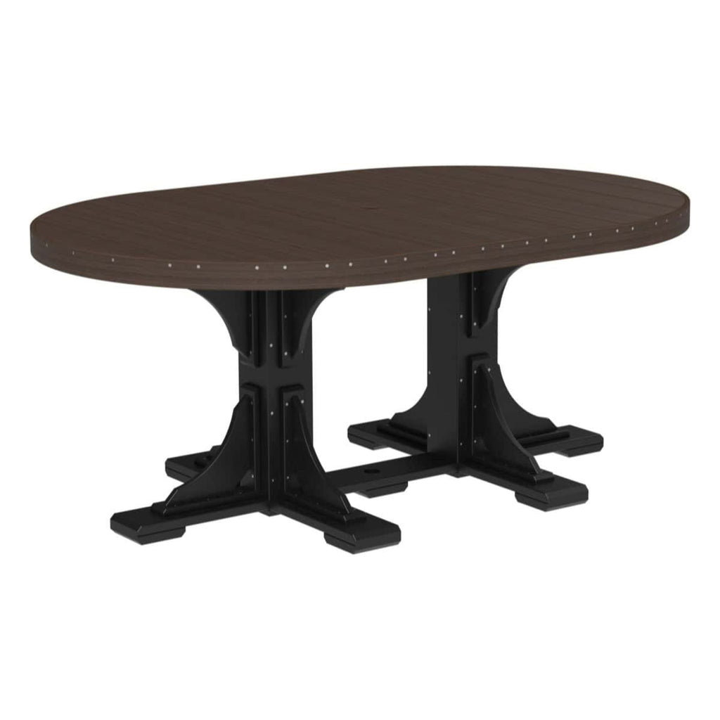 LuxCraft Poly Tables 72" Oval Outdoor Dining Table with Umbrella Hole