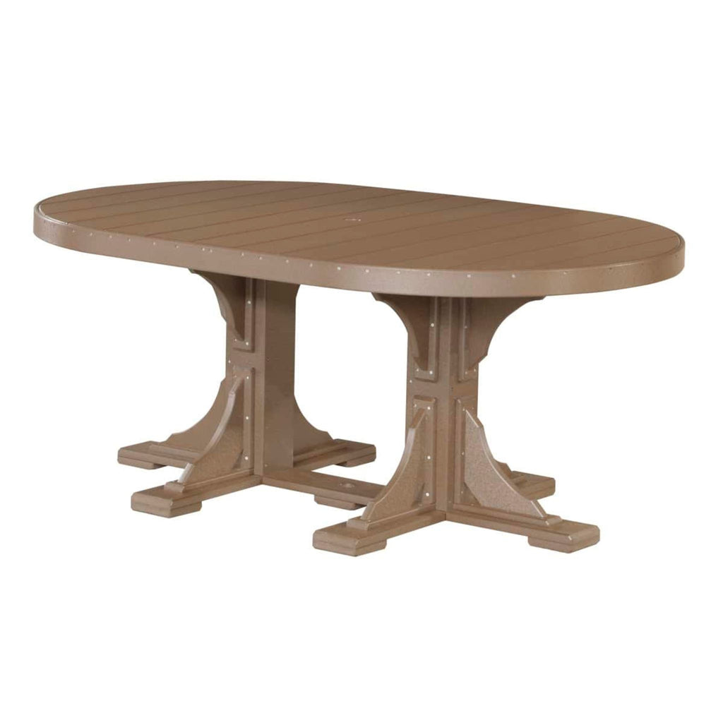 LuxCraft Poly Tables 72" Oval Outdoor Dining Table with Umbrella Hole