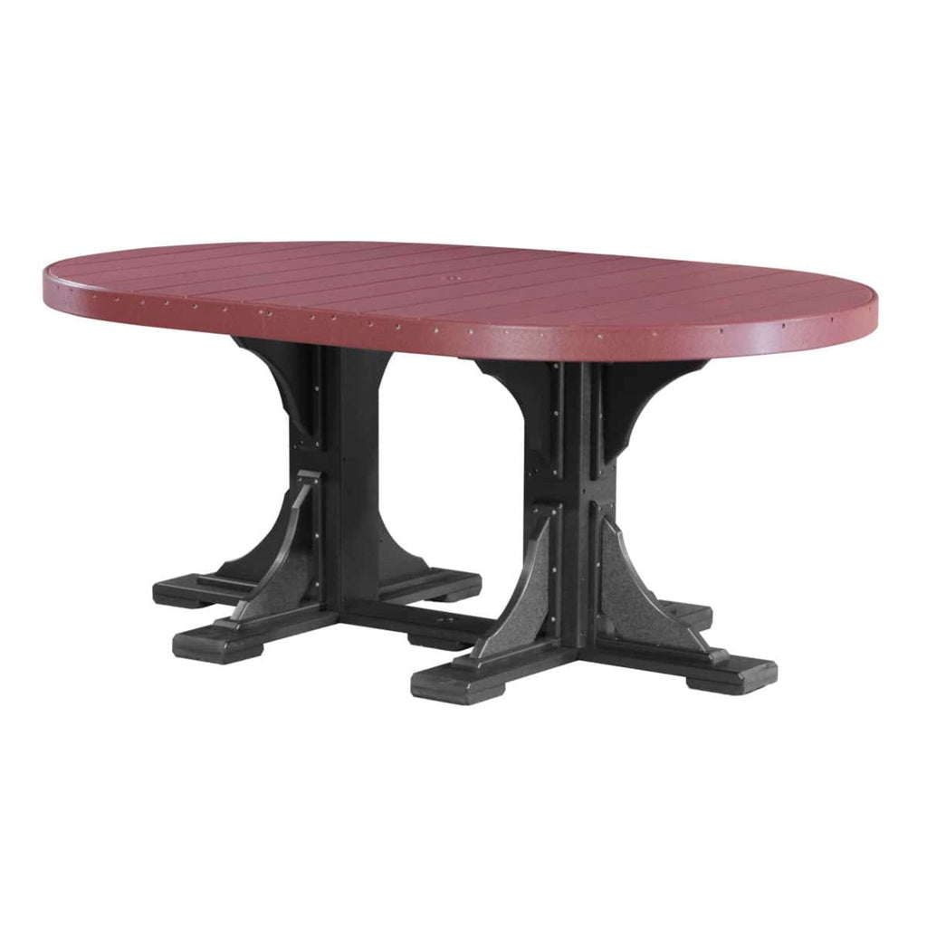 LuxCraft Poly Tables 72" Oval Outdoor Dining Table with Umbrella Hole