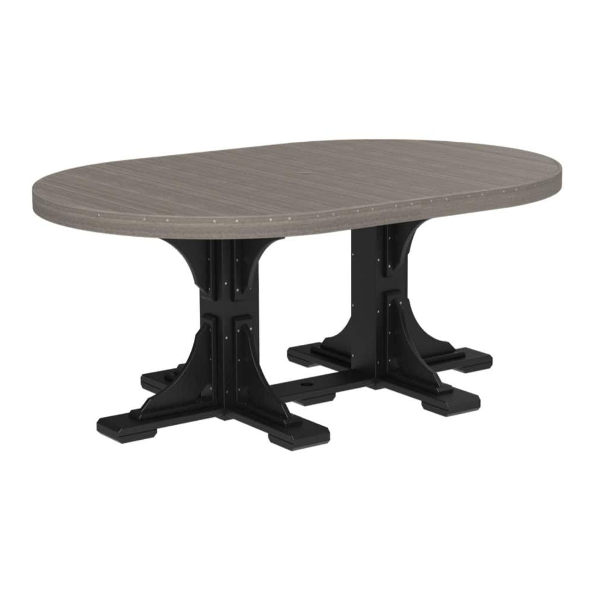 LuxCraft Poly Tables 72" Oval Outdoor Dining Table with Umbrella Hole