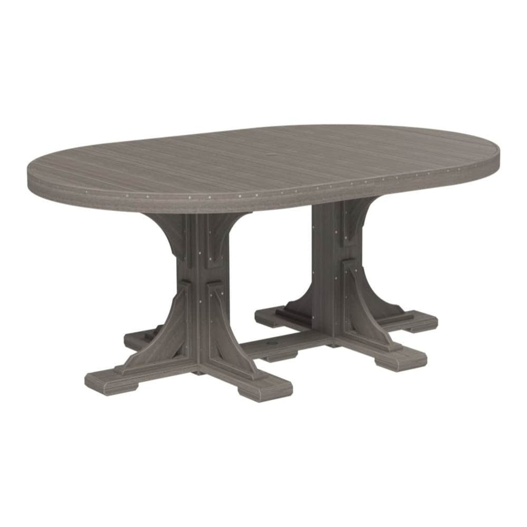 LuxCraft Poly Tables 72" Oval Outdoor Dining Table with Umbrella Hole