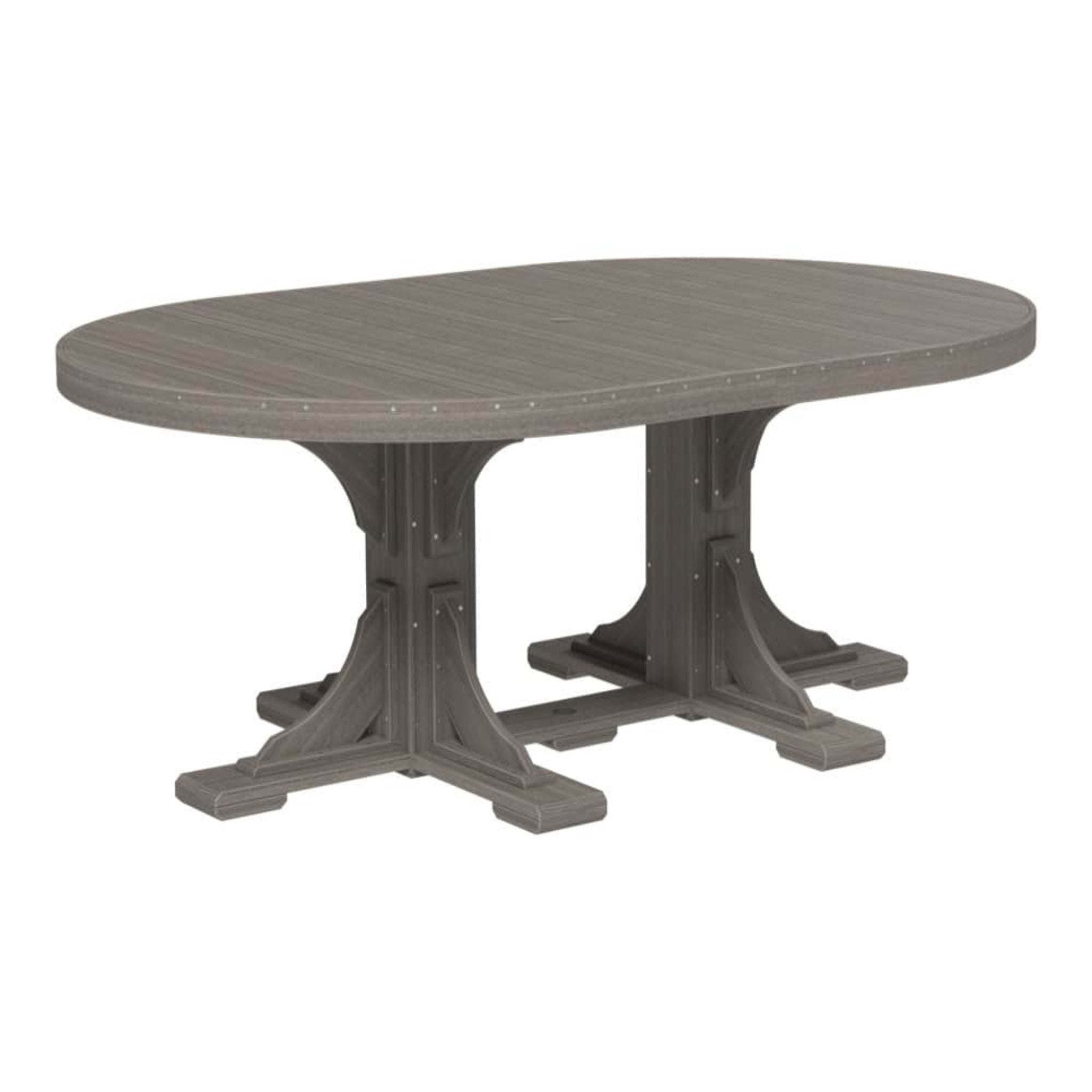 LuxCraft Poly Tables 72" Oval Outdoor Dining Table with Umbrella Hole