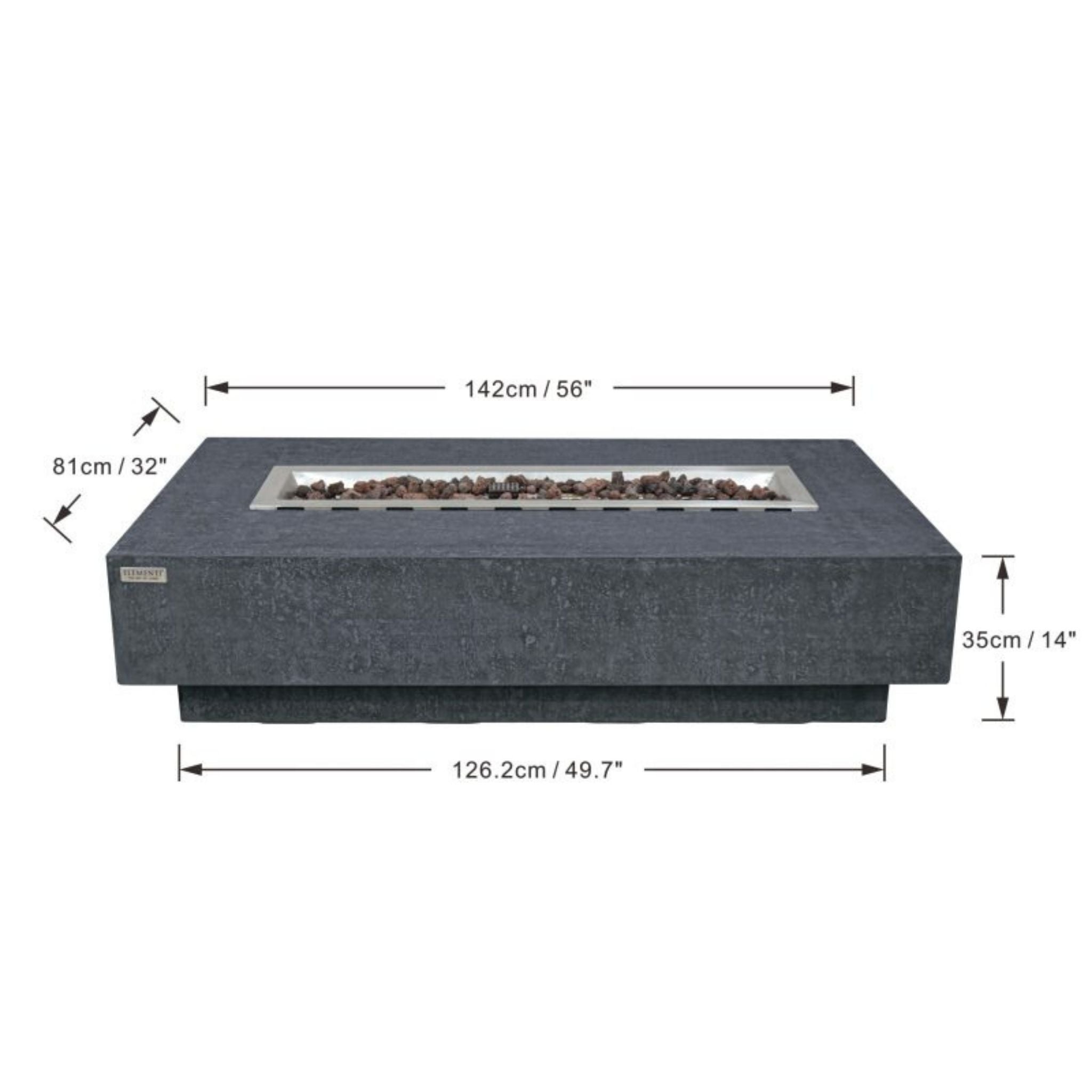 Elementi Hampton 56” Concrete Fire Table