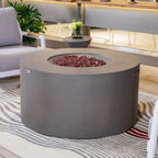 Elementi Pacaya Round Concreate Fire Pit Table, Hidden Propane Storage
