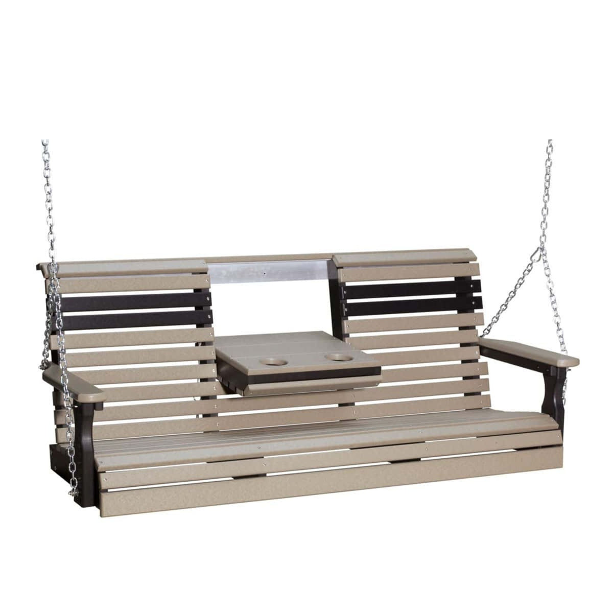 LuxCraft 4-Foot Plain Porch Swing with Flip-Down Console