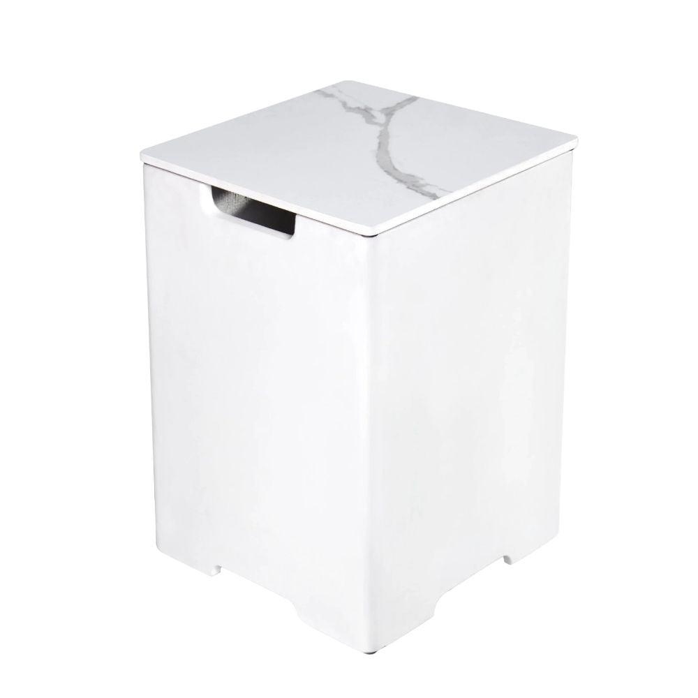 Elementi Plus Square Marble Porcelain Tank Cover -15.9x15.9x25.4”