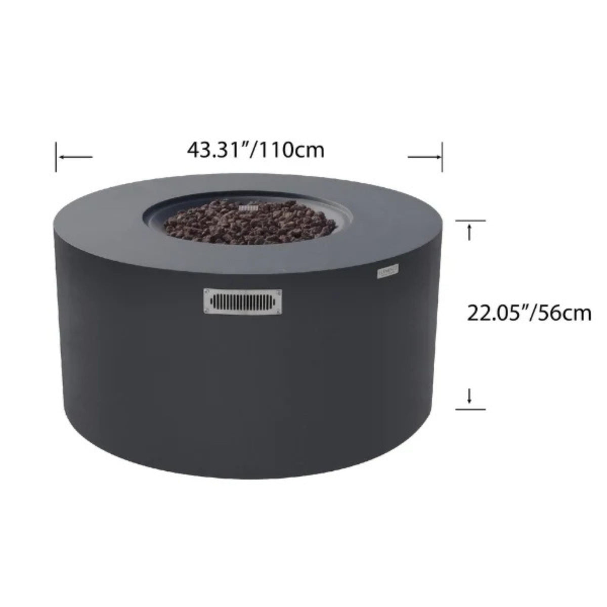 Elementi Pacaya Round Concreate Fire Pit Table, Hidden Propane Storage