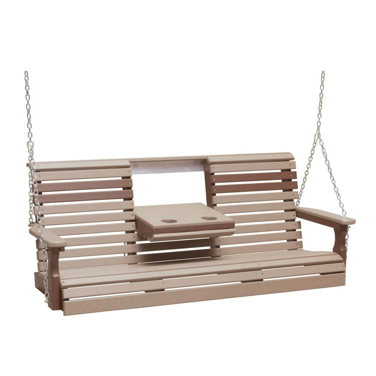 LuxCraft 4-Foot Plain Porch Swing with Flip-Down Console