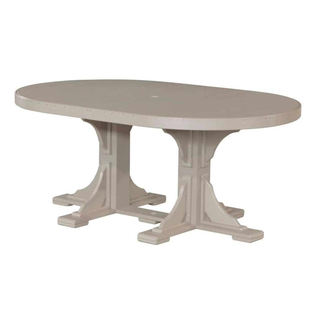 LuxCraft Poly Tables 72" Oval Outdoor Dining Table with Umbrella Hole