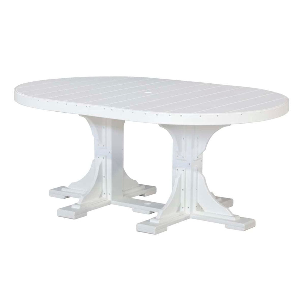 LuxCraft Poly Tables 72" Oval Outdoor Dining Table with Umbrella Hole