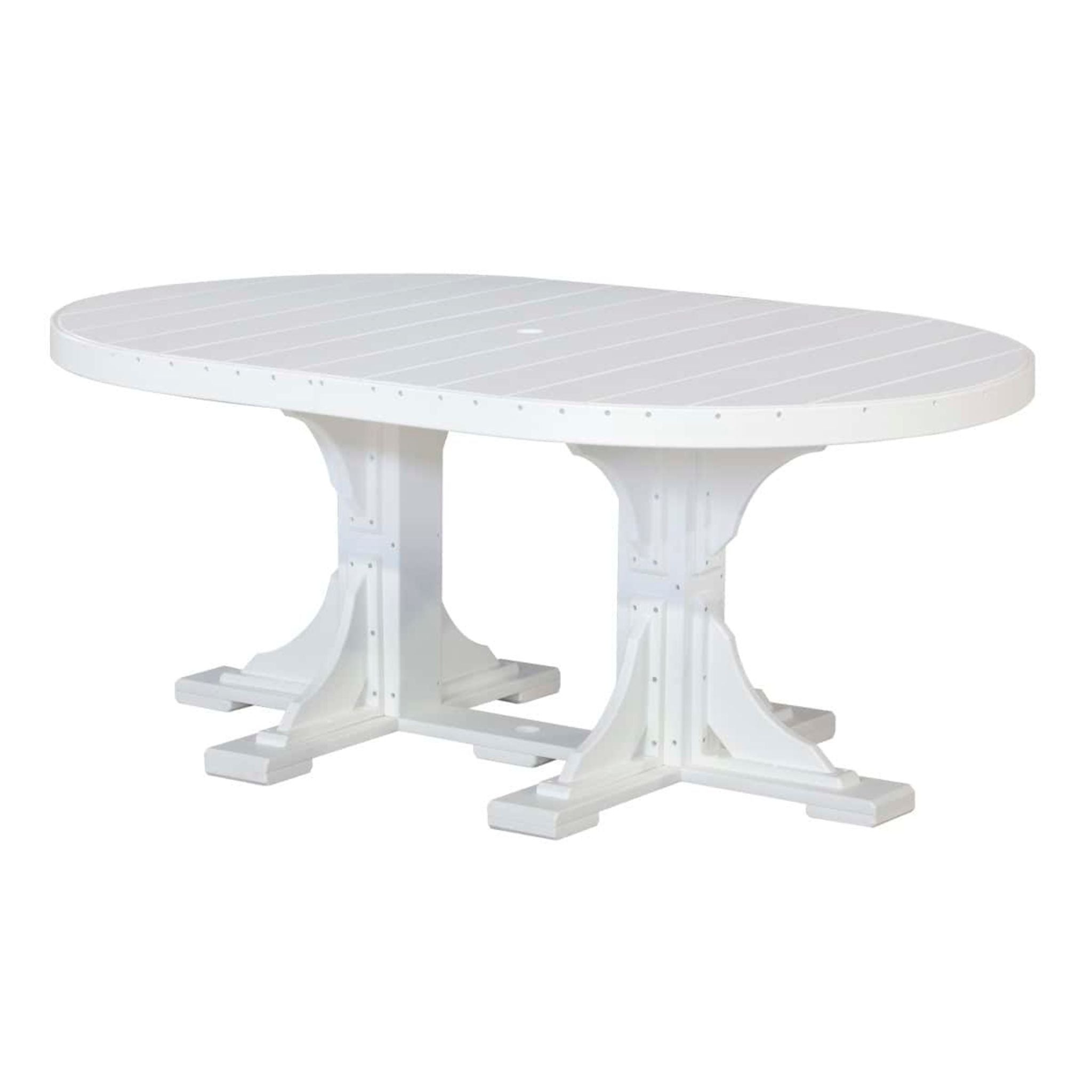 LuxCraft Poly Tables 72" Oval Outdoor Dining Table with Umbrella Hole
