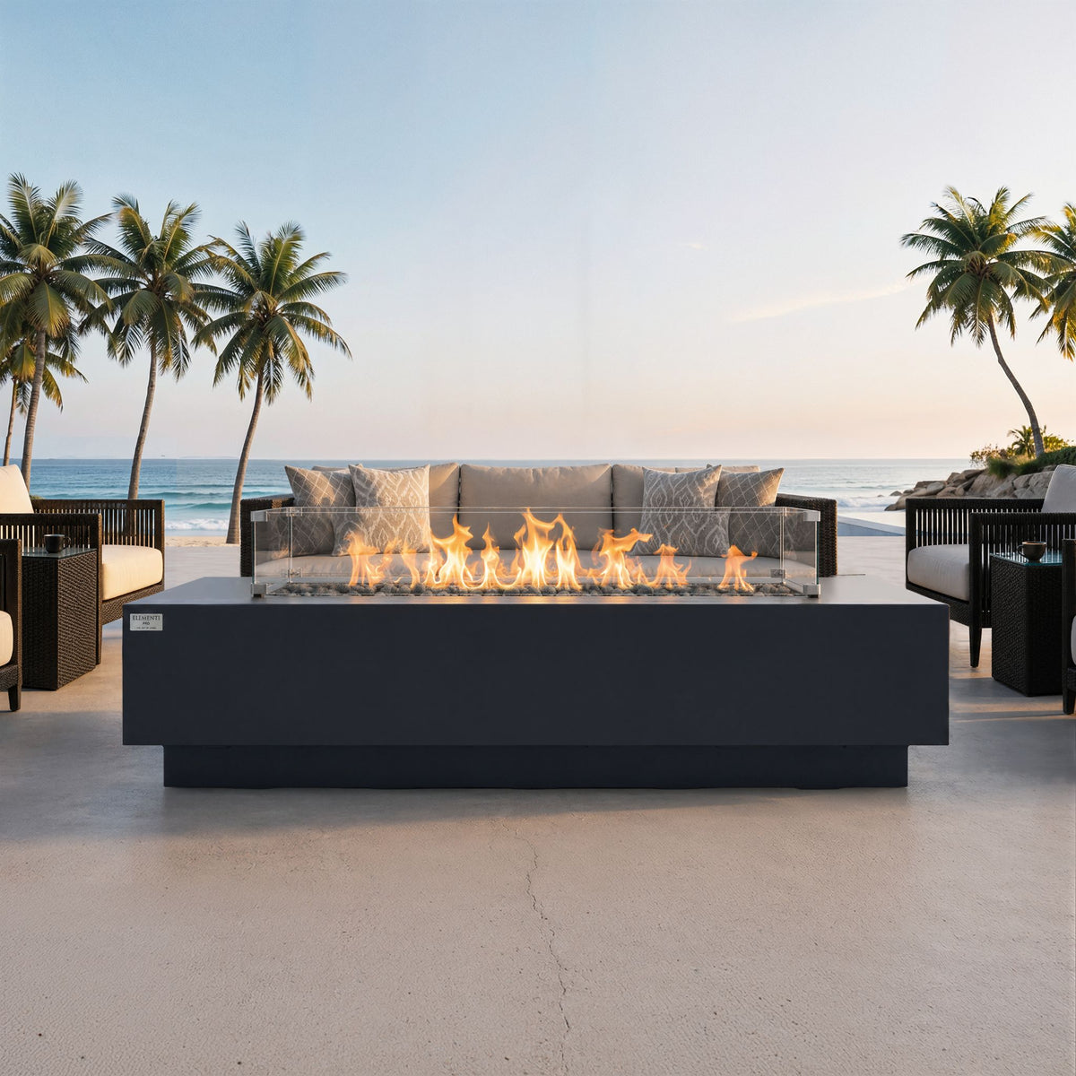 Elementi Pro Ravello 72” Fire Pit 150K BTU / Brass Burner