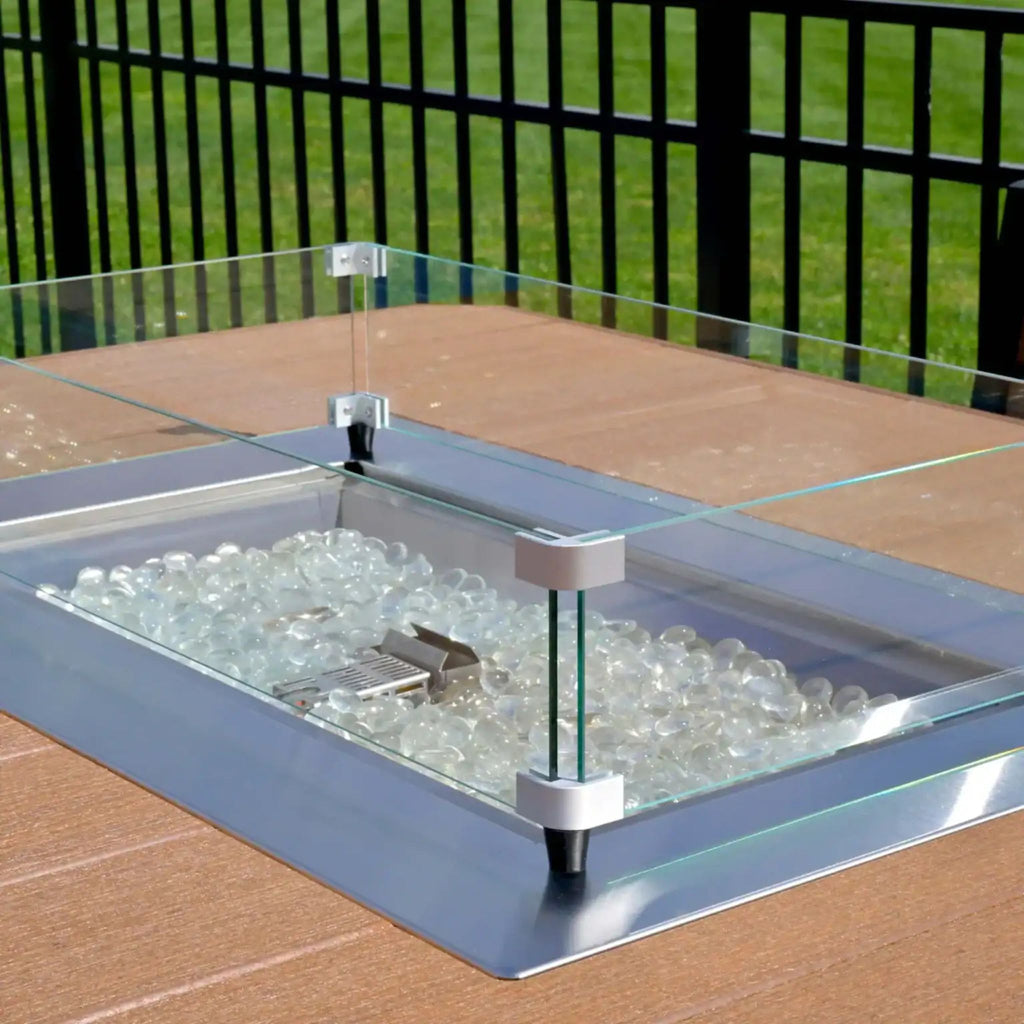 LuxCraft Lumin Rectangular Dining Height Outdoor Fire Pit Table