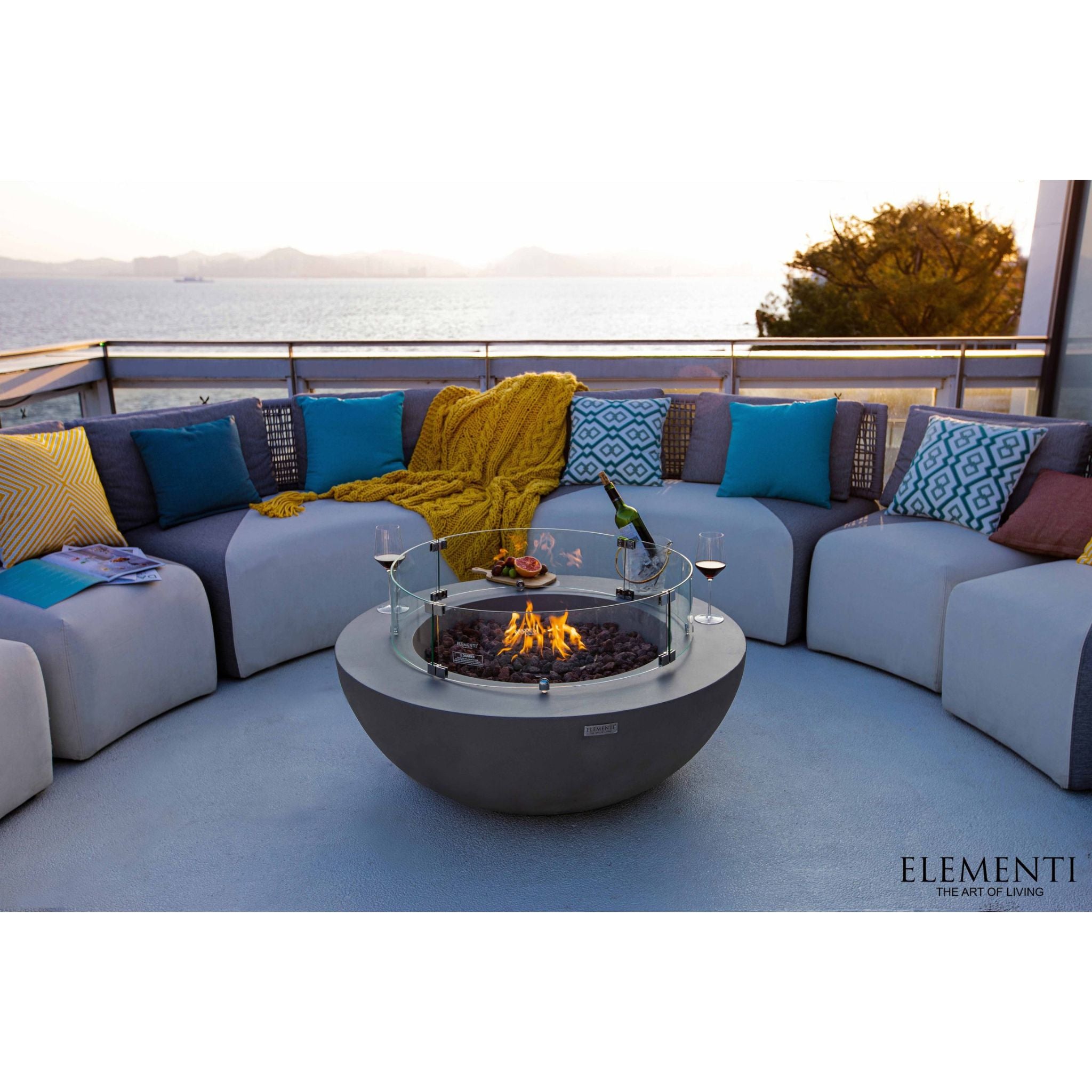 Elementi Lunar Bowl 42” Concrete Fire Table