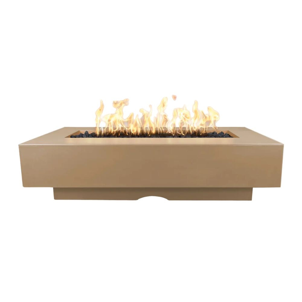 The Outdoor Plus Del Mar GFRC 96" Concrete Rectangle Fire Pit Table | 12V Electronic Ignition