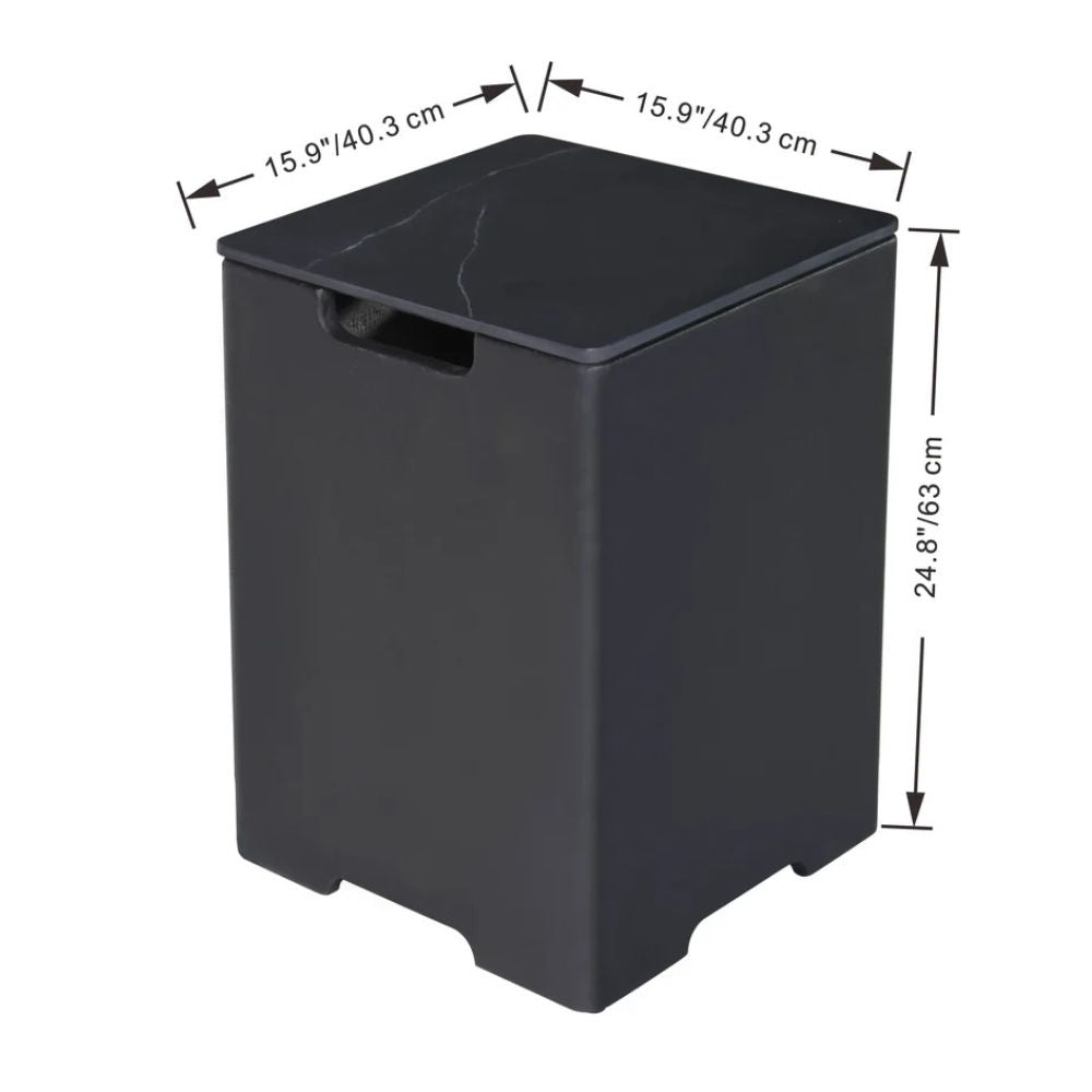 Elementi Plus Square Marble Porcelain Tank Cover -15.9x15.9x25.4”
