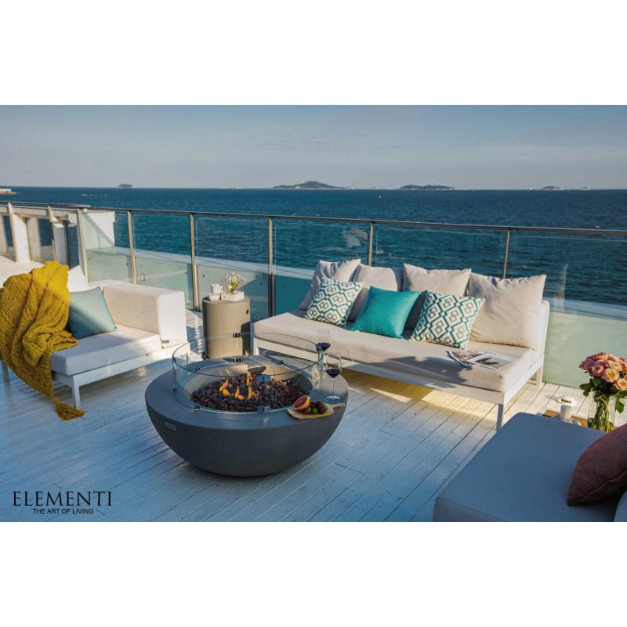 Elementi Lunar Bowl 42” Concrete Fire Table