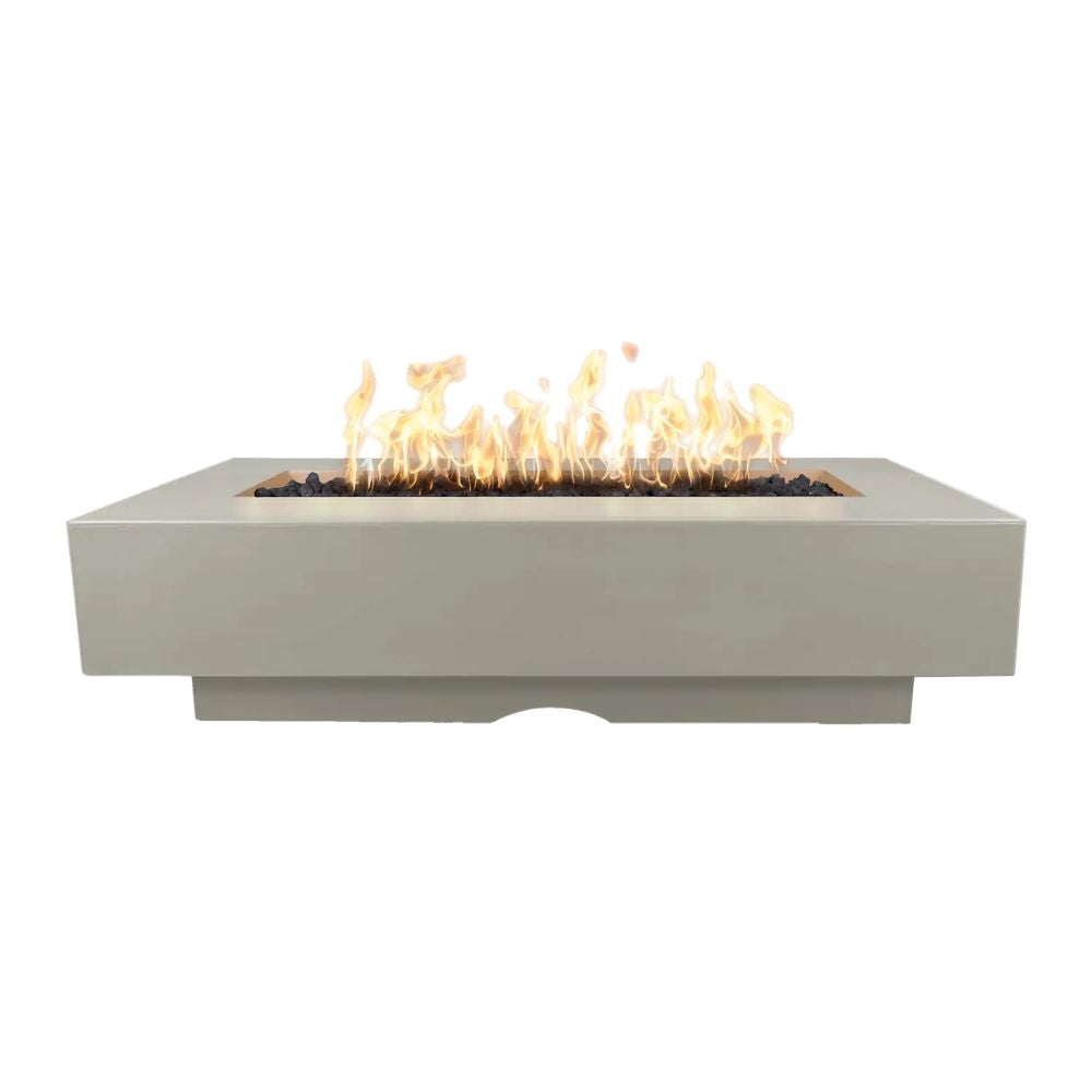 The Outdoor Plus Del Mar GFRC 60" Concrete Rectangle Fire Pit Table | 12V Electronic Ignition