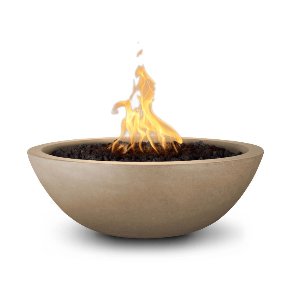 The Outdoor Plus Sedona 33" GFRC Concrete Round Fire Bowl | 12V Electronic Ignition