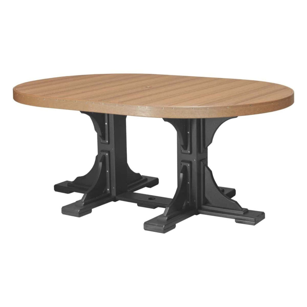 LuxCraft Poly Tables 72" Oval Outdoor Dining Table with Umbrella Hole