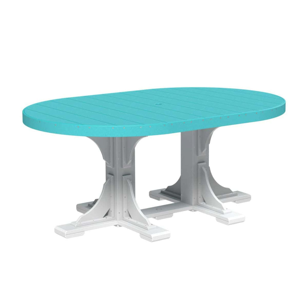 LuxCraft Poly Tables 72" Oval Outdoor Dining Table with Umbrella Hole