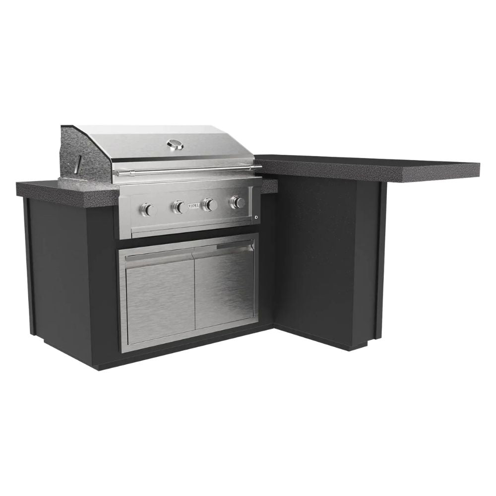 Videl Alta 72" L-shape BBQ Island with 36" 4-Burner Gran Fuego Power Coated Grill