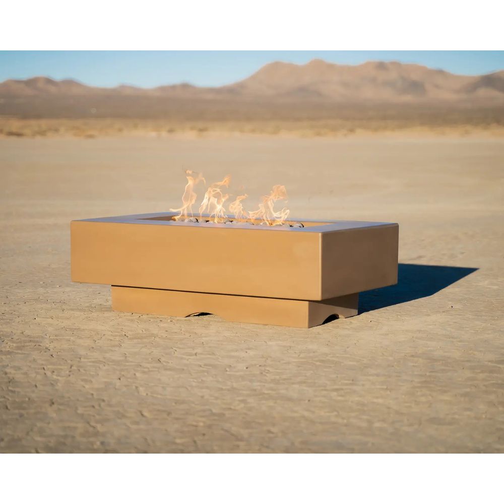 The Outdoor Plus Del Mar GFRC 60" Concrete Rectangle Fire Pit Table | Match Lit with Flame Sense