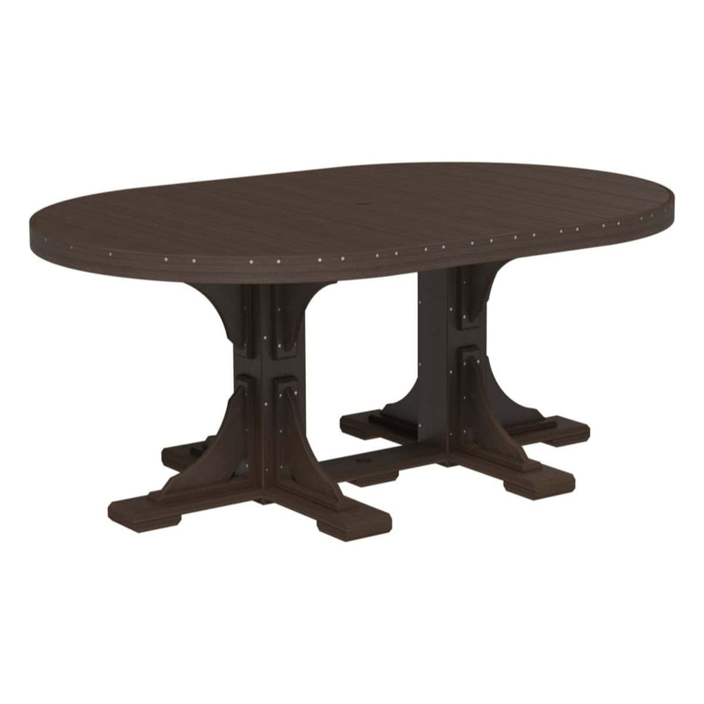 LuxCraft Poly Tables 72" Oval Outdoor Dining Table with Umbrella Hole