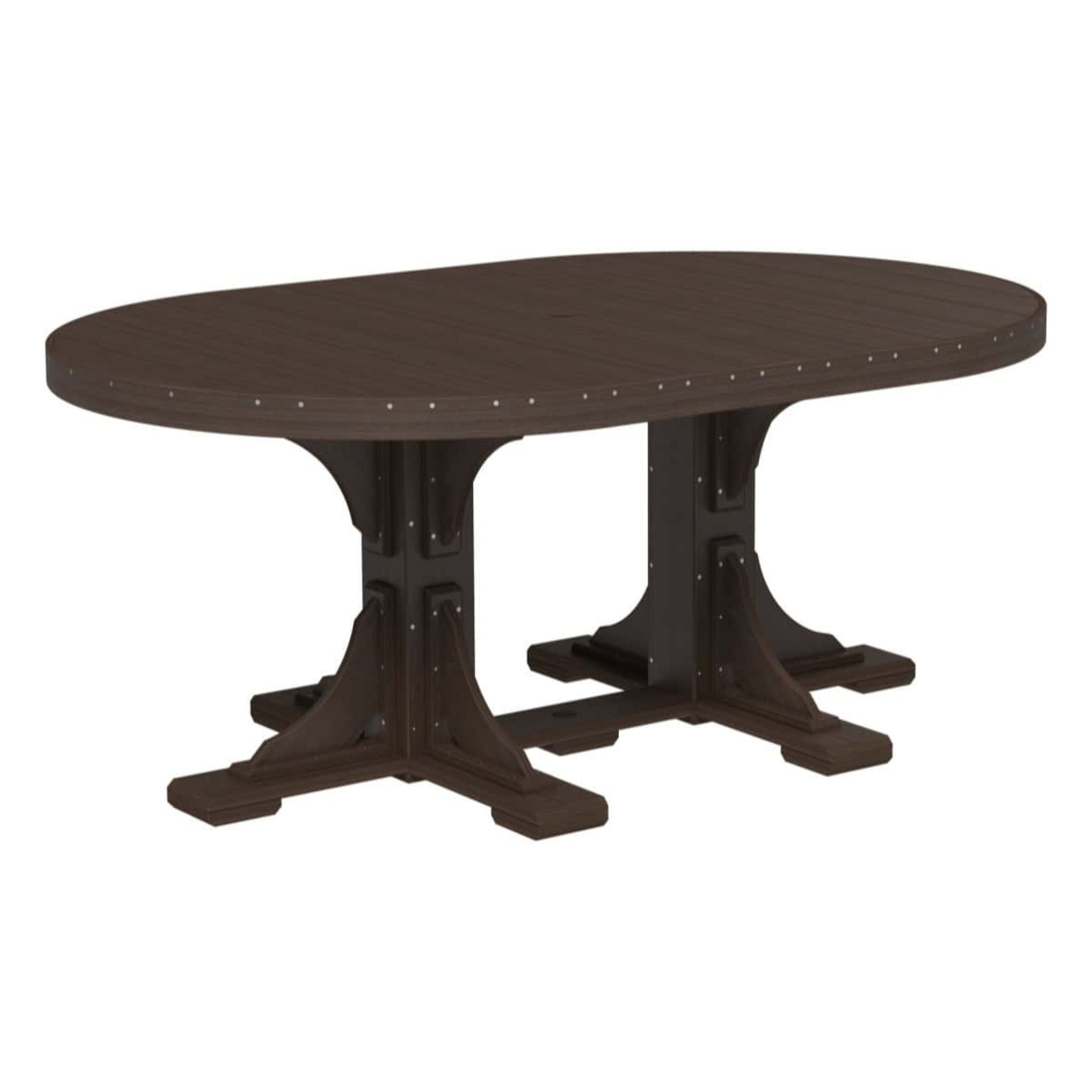 LuxCraft Poly Tables 72" Oval Outdoor Dining Table with Umbrella Hole