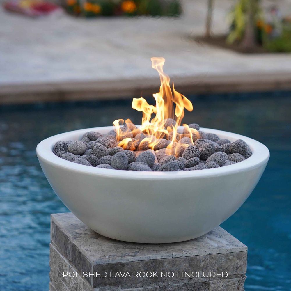 The Outdoor Plus Sedona 27" GFRC Concrete Round Fire Bowl | 12V Electronic Ignition