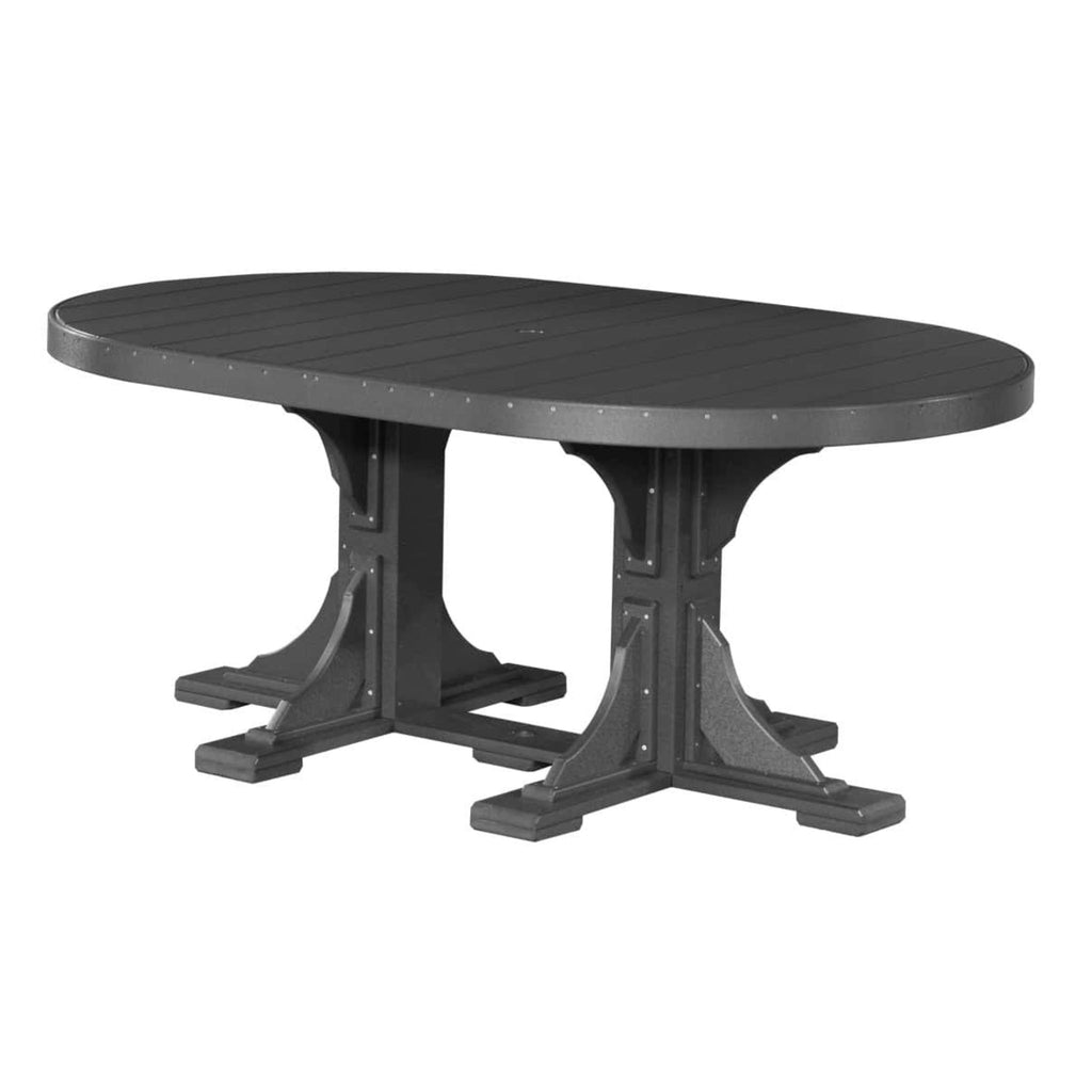 LuxCraft Poly Tables 72" Oval Outdoor Dining Table with Umbrella Hole