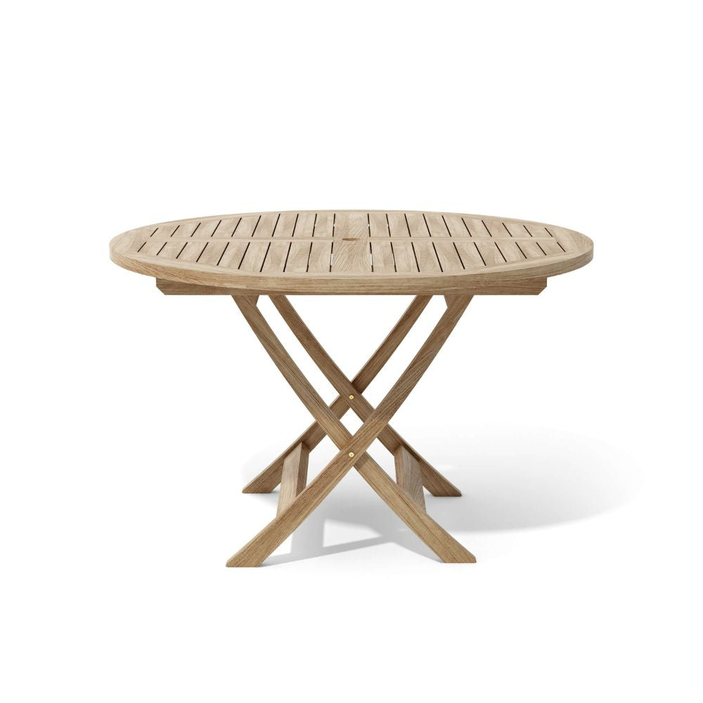 Wooden outdoor table on a white background