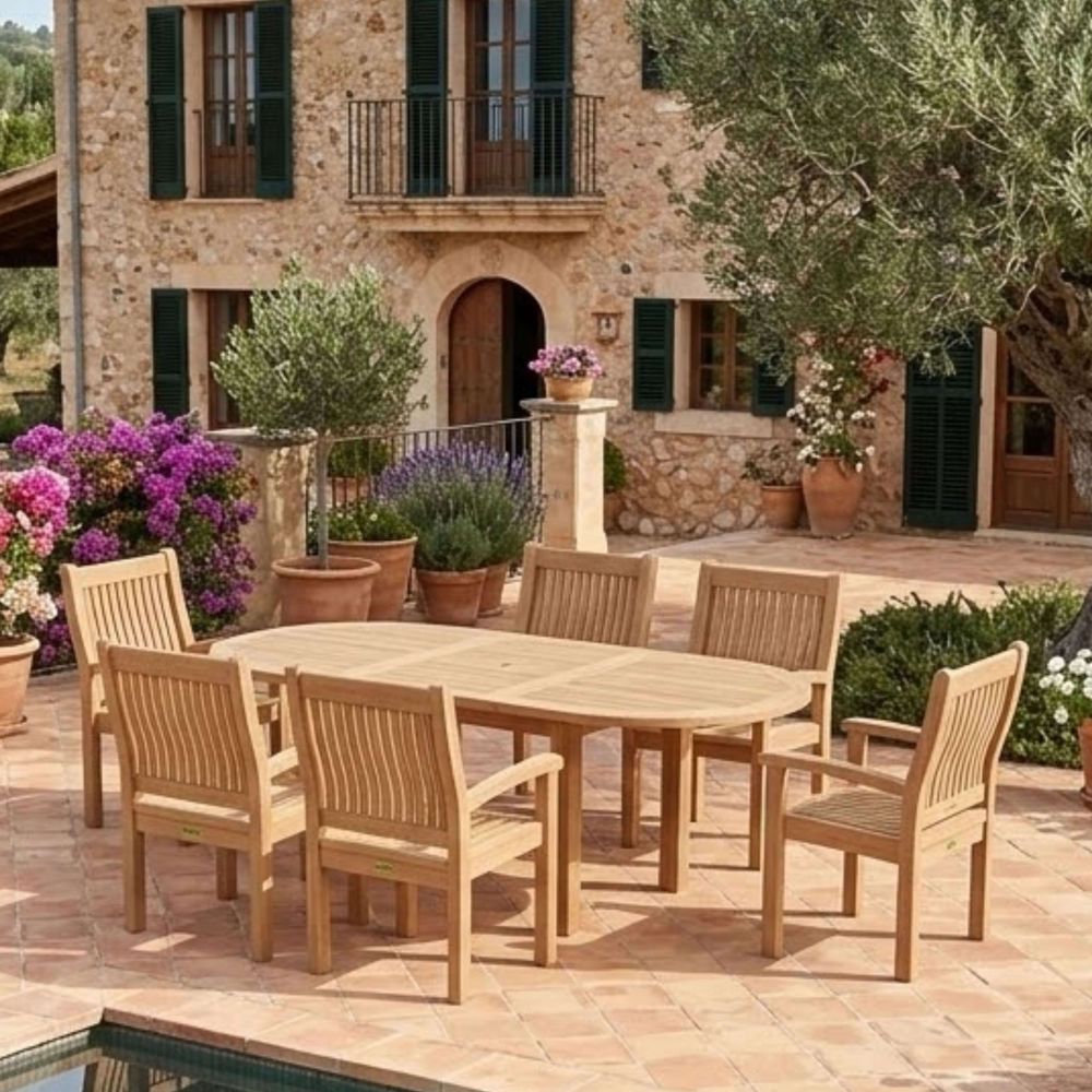 Anderson Teak Bahama Sahara 7-Piece 78" Oval Dining Set