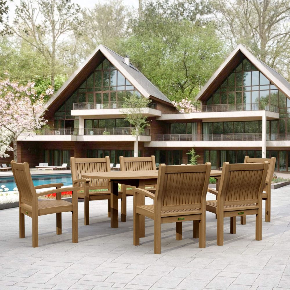 Anderson Teak Bahama Sahara 7-Piece 78" Oval Dining Set