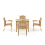 Wooden outdoor table and chairs set on a white background