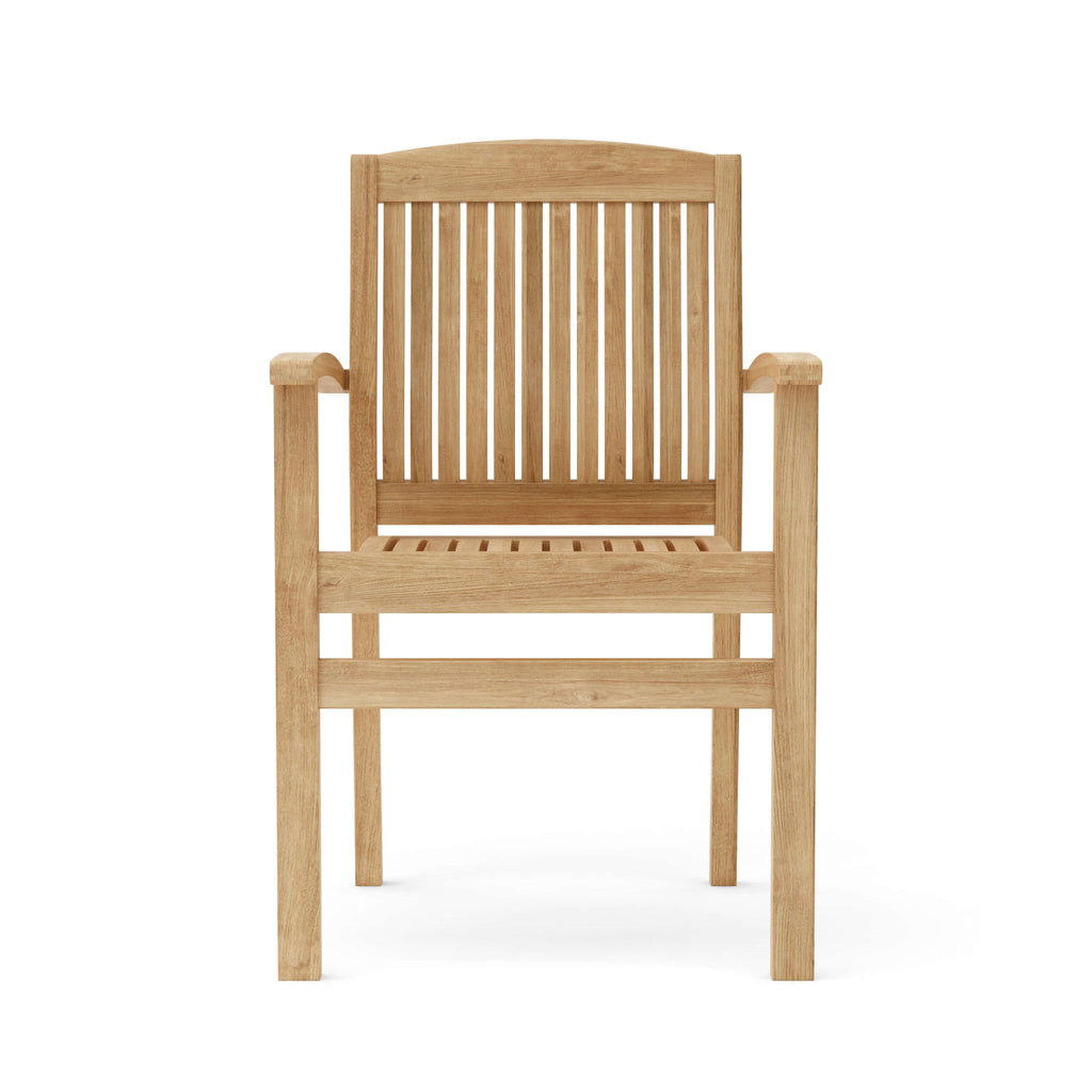 Wooden chair with slatted back on a white background