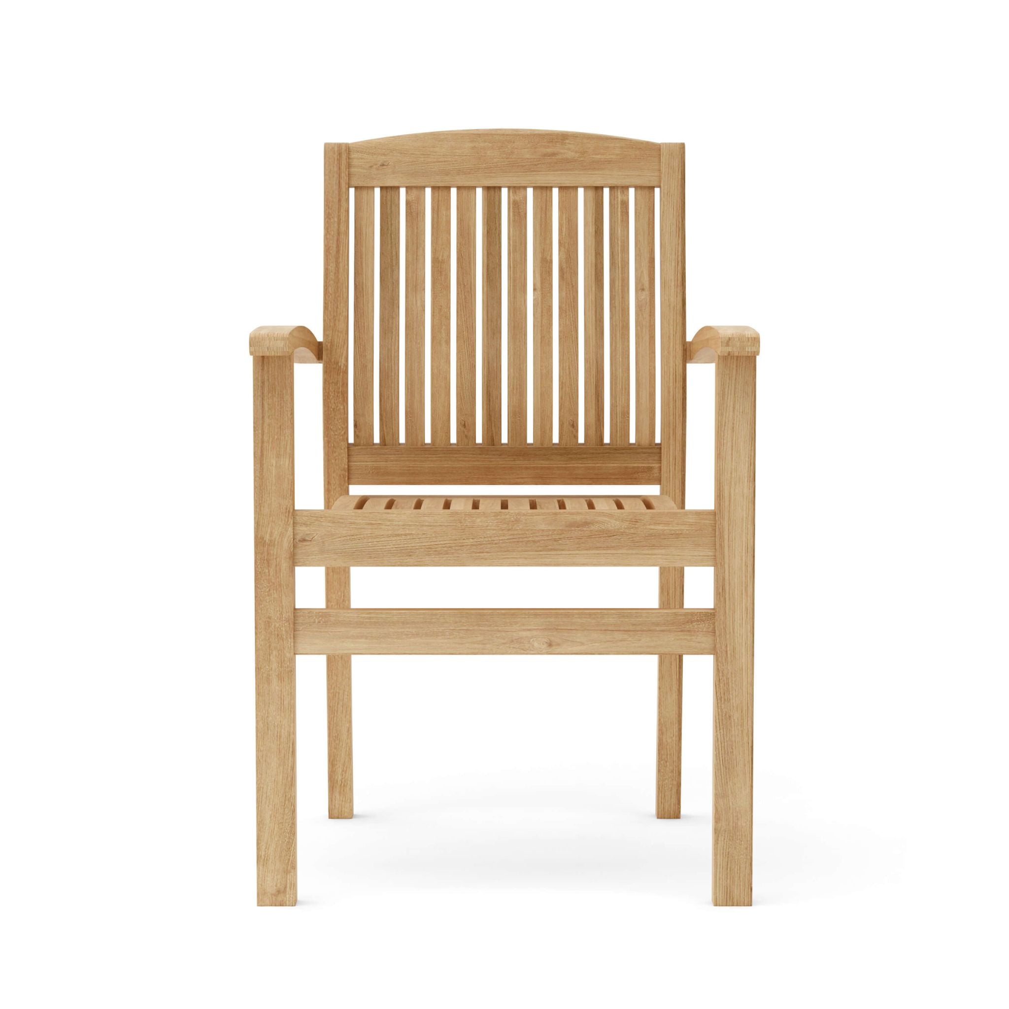 Wooden chair with slatted back on a white background