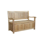 Wooden bench with storage compartment on a white background