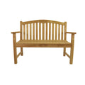 Wooden bench with curved backrest on a white background