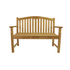 Wooden bench with curved backrest on a white background