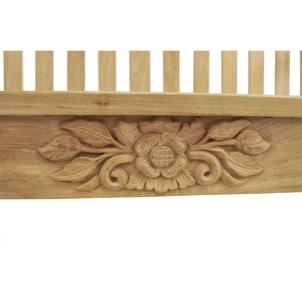 Wooden decorative molding with floral carvings on a white background