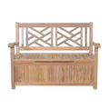 Wooden bench with lattice backrest on a white background