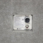 Control panel with 'Elementi' branding on a textured gray background