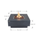 Fire pit with dimensions labeled on a white background
