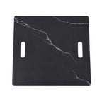 A square black marble-patterned wall plate or cover with two vertical cutouts, shown on a plain white background.