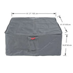 Gray cover with dimensions labeled on a white background