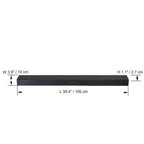 A black rectangular strip shown on a white background with dimension labels and arrows indicating width 3.9 inches (10 cm), height 1.