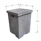 Concrete stool with dimensions labeled on a white background