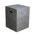 A square concrete-look stool or side table in textured gray, featuring a recessed handle cutout on one side, shown on a plain white background.